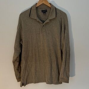 ✅ VAN HEUSEN Vintage Long Sleeve Knit Polo Sweater Rugby Shirt Size Large